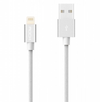 USB кабель lightning Rock MFI charge & sync round cable II плетеный, белый