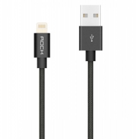 USB кабель lightning Rock MFI charge & sync round cable II плетеный, черный