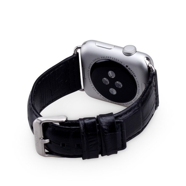 Ремешок кожаный The Core Crocodile Leather Band для Apple Watch 42мм, черный