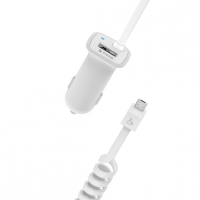 Автомобильное зарядное устройство iHave Glim 2400mA micro+USB,белое