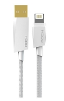 Кабель USB Lightning Rock MFI плетеный  для Apple iPhone / iPad, белый