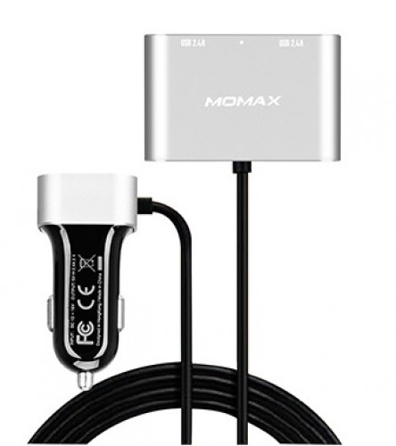 Автомобильное зарядное устройство Momax Car Charger With USB Extension Hub 5V/9.6A 4USB, серебристое 