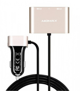 Автомобильное зарядное устройство Momax Car Charger With USB Extension Hub 5V/9.6A 4USB, золотое